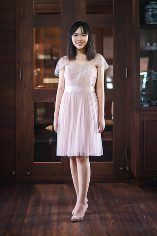 Short Bobbin Dress in Blush - The Formal Affair