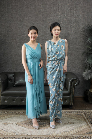 Rena Ruffle Dress in Blue