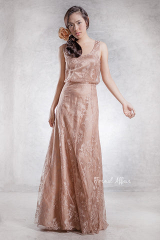 Grace Lace Dress in Gold - The Formal Affair
