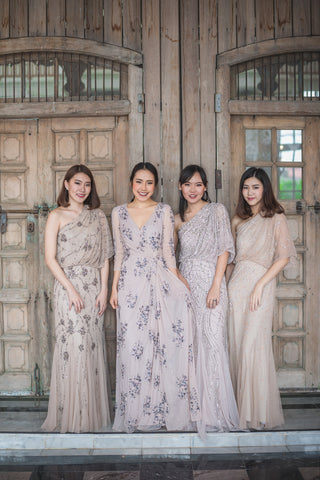 Lily Sequin Dress in Beige - The Formal Affair