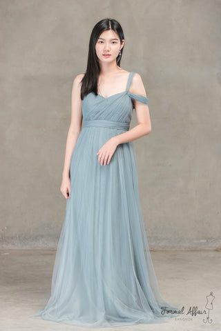 Annabelle Dress in Ocean Grey - The Formal Affair