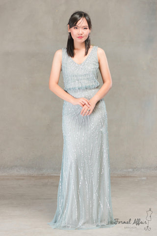 Bena Dress in Misty Blue - The Formal Affair