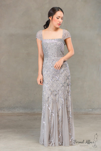 Catherine Dress in Silvery Grey - The Formal Affair 