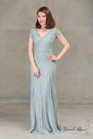 Natasha Lace Dress in Blue - The Formal Affair