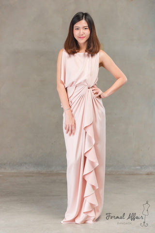 Chai Drape Dress in Pink - The Formal Affair