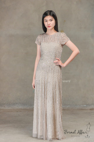 Natasha Dress in Beige - The Formal Affair