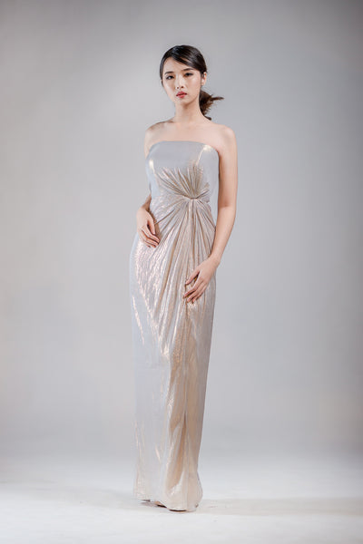 Chai Silver Strapless Dress - The Formal Affair 