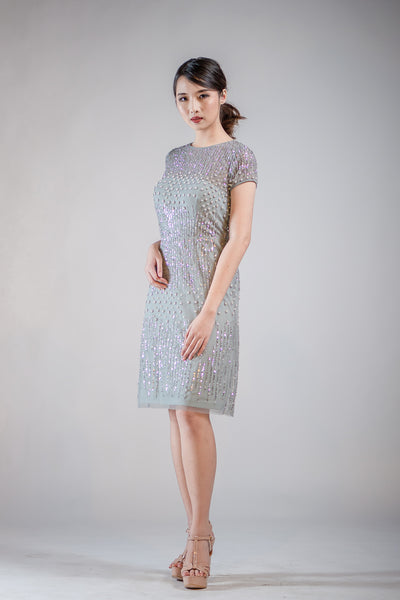 Short Natasha Dress in Misty Blue - The Formal Affair 