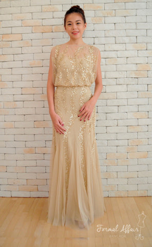 Adele Sequin Dress in Gold - The Formal Affair