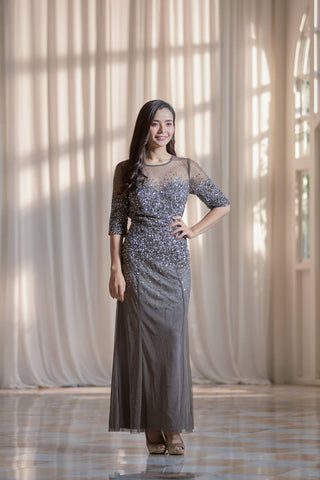 Araya Dress in Dark Grey - The Formal Affair 