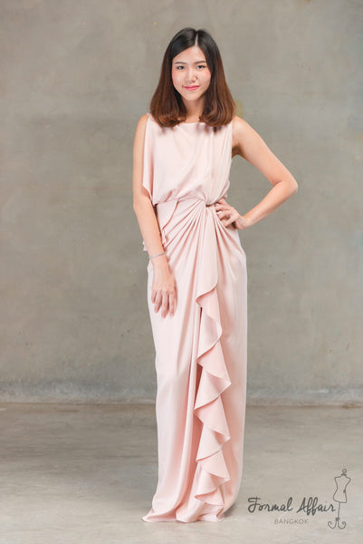 Chai Drape Dress in Pink - The Formal Affair 