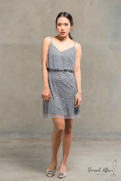 Short Gilly Dress in Grey - The Formal Affair 