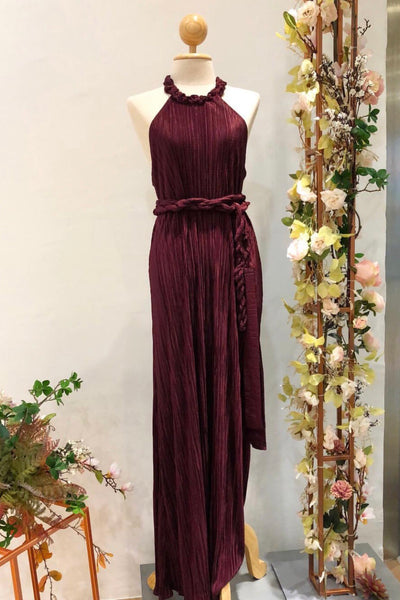 Halter Pleats in Burgundy